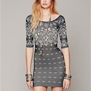 • Free People • NWOT Intarsia Print Bodycon Dress